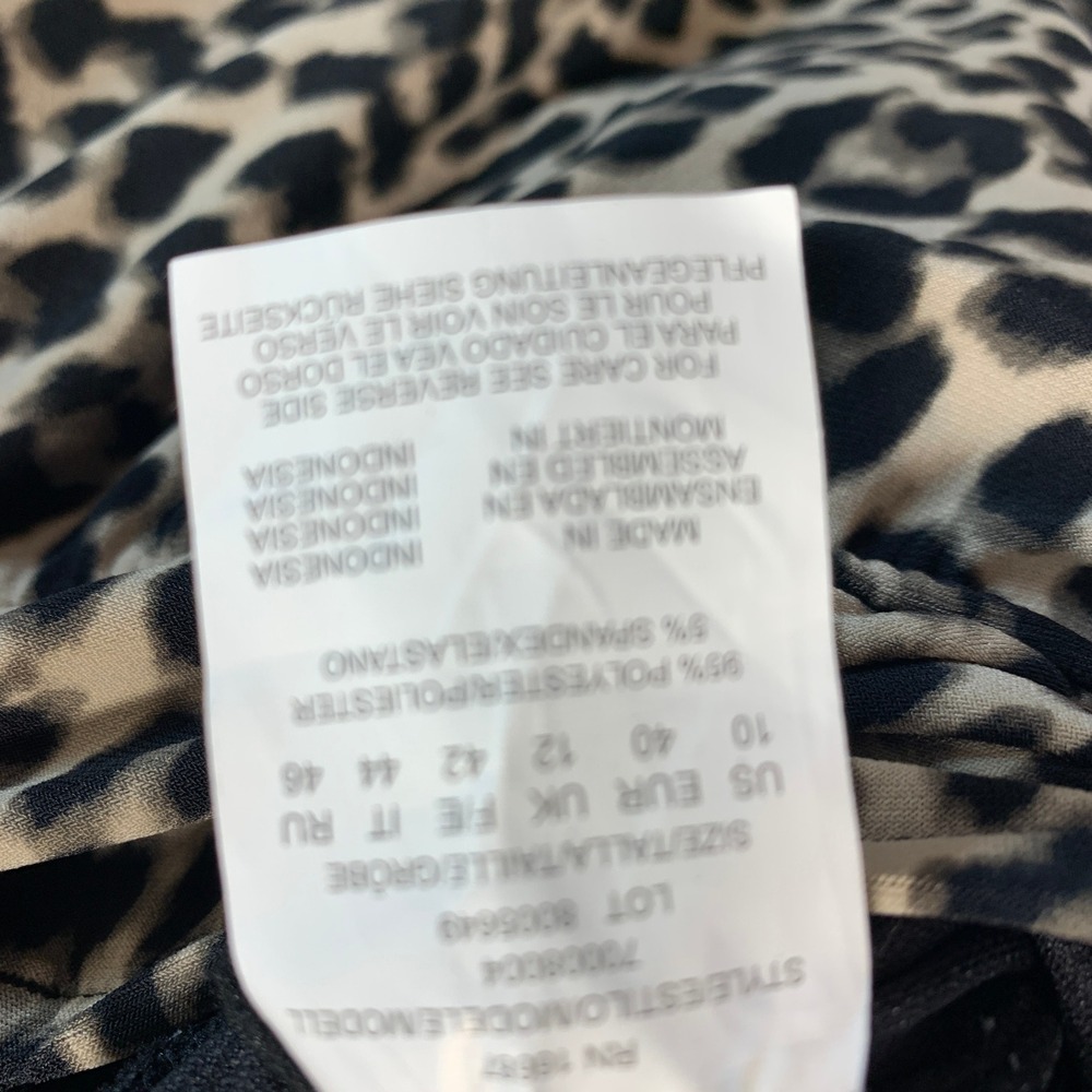 Swim Solutions Women Leopard Print Square Neck Swimdress Black Tan Size 10 16687 - Picture 5 of 9